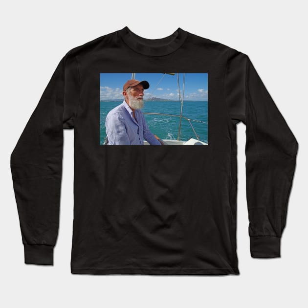 Richard Sailing on Cleveland Bay Townsville Long Sleeve T-Shirt by pops